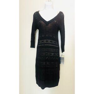 Catherine Malandrino For DesigNation Black XS V-Neck Knit Dress NWT sexy v-neck
